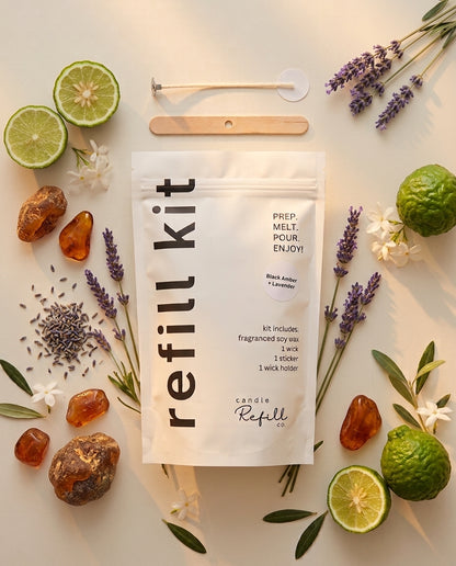 Candle Refill Kit - Black Amber + Lavender