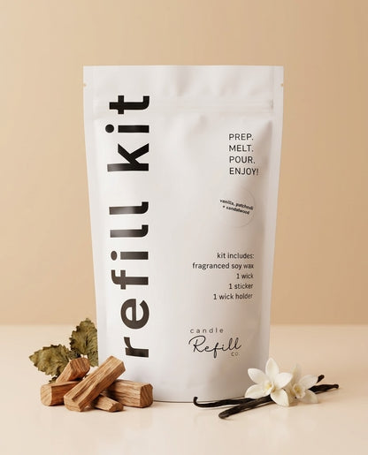 Candle Refill Kit - Vanilla, Patchouli + Sandalwood