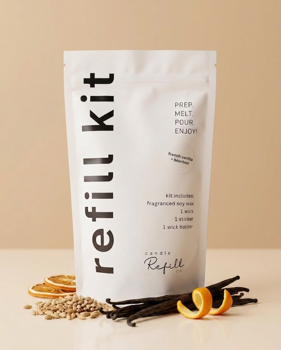 Candle Refill Kit - French Vanilla + Bourbon